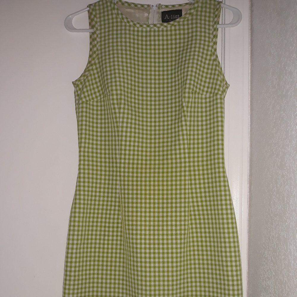 Vintage Pinup Retro Green Plaid Doll Mini Dress